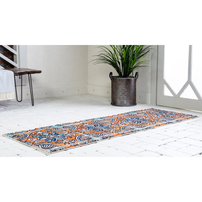 Langley Street Eddins Geometric Orange/Blue/Brown Area Rug & Reviews